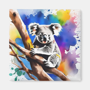 Colorful Koala Bear Watercolour Splash, Magnet