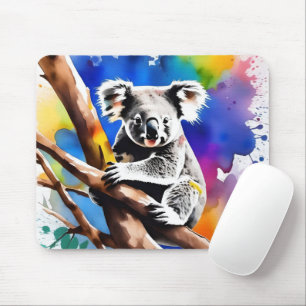Colorful Koala Bear Watercolour Splash, Mouse Pad
