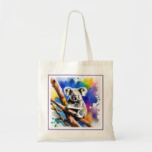 Colorful Koala Bear Watercolour Splash, Tote Bag