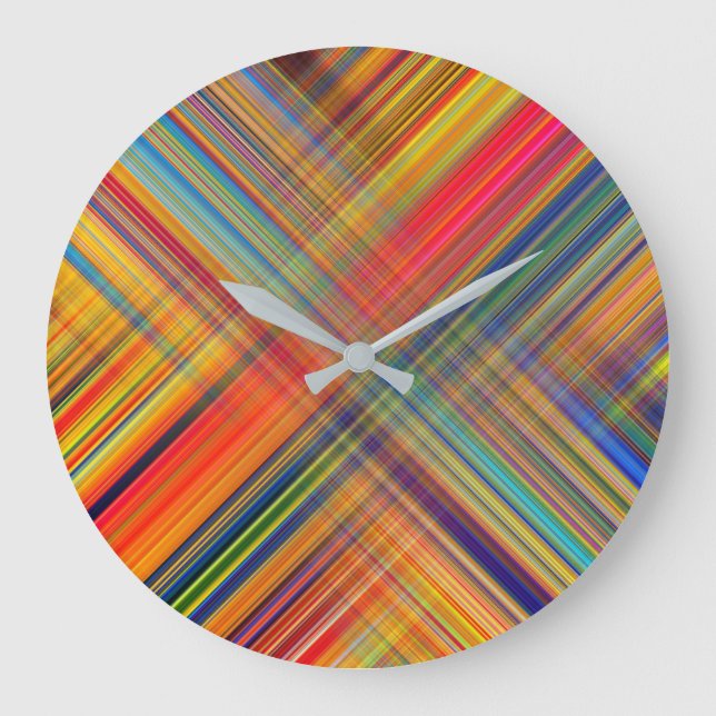 Colorful Kriss Kross Pattern Large Clock (Front)