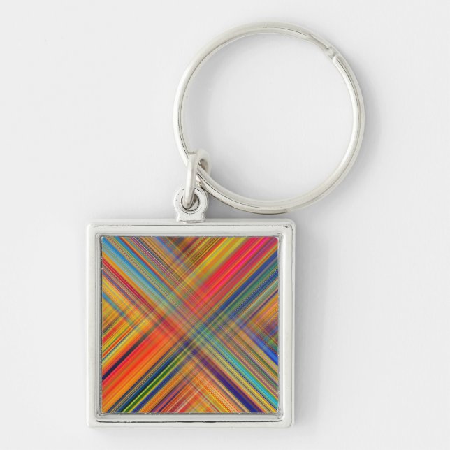 Colorful Kriss Kross Pattern Plaid Keychain (Front)