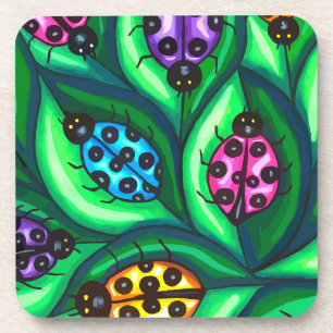 Colorful Ladybugs Insect nature original wildlife Coaster