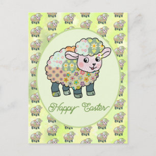 colorful lamb postcard