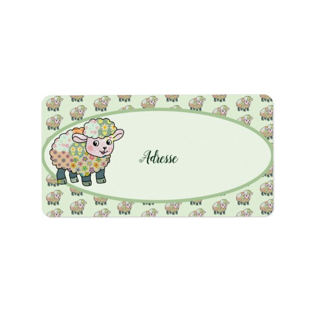 colorful lamb postcard label (Front)