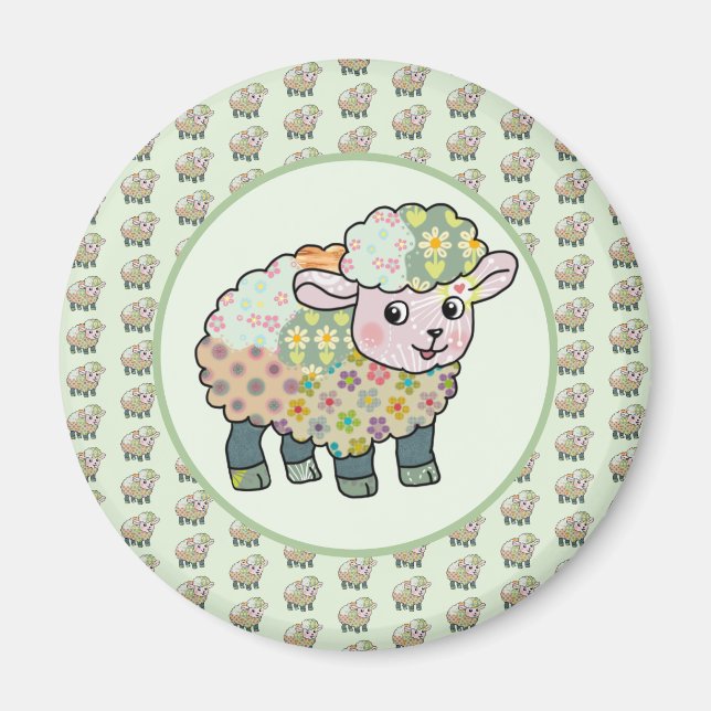 colorful lamb postcard magnet (Front)