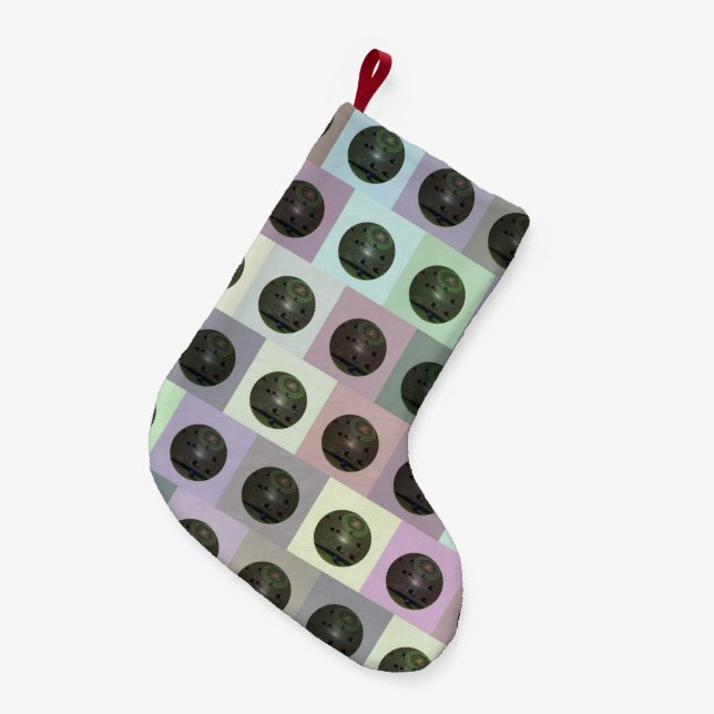 Colorful Lawn Bowls Block Pattern, Small Christmas Stocking (Front (Hanging))