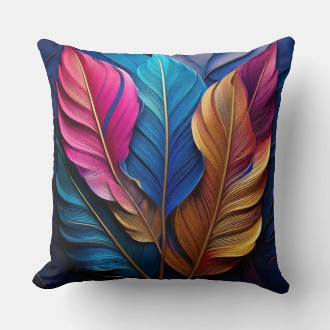 Colorful leafs throw pillow (Front)