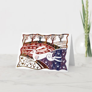 Colorful Leaping Hare Card