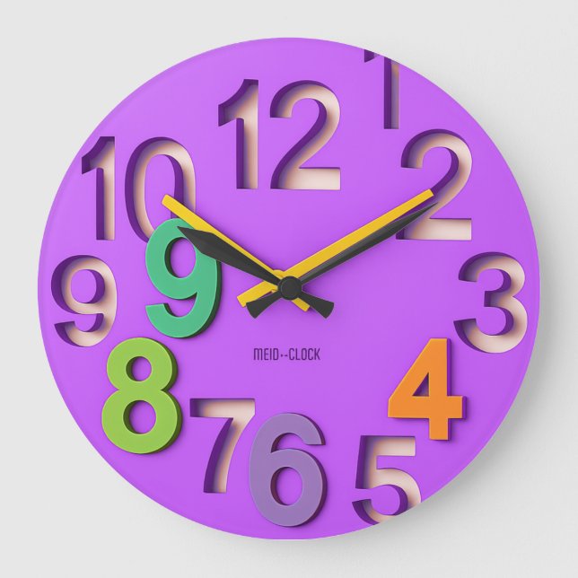 Colorful learning clock with purple background (Front)
