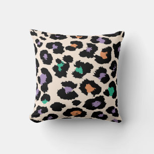 Colorful leopard animal design and backgroundprint throw pillow