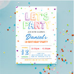 Colorful Lets Party birthday Invitation<br><div class="desc">Simple Colorful Birthday Invite,  Bright and cheerful party,  Any Age Birthday Invitation.</div>