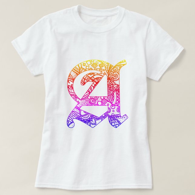 Colorful letter 'A' in Gothic style T-Shirt (Design Front)