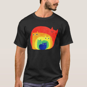 Colorful LGBT Cat Gay Pride Rainbow Flag Kitten Qu T-Shirt