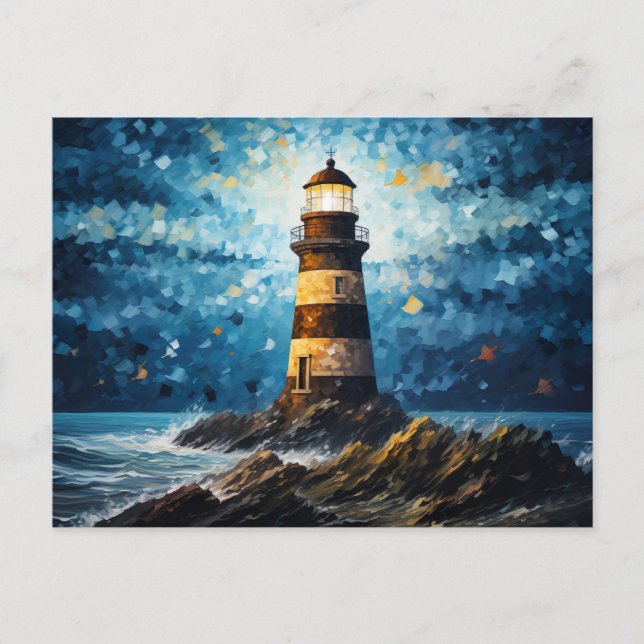 colorful lighthouse maritime landscape postcard (Front)