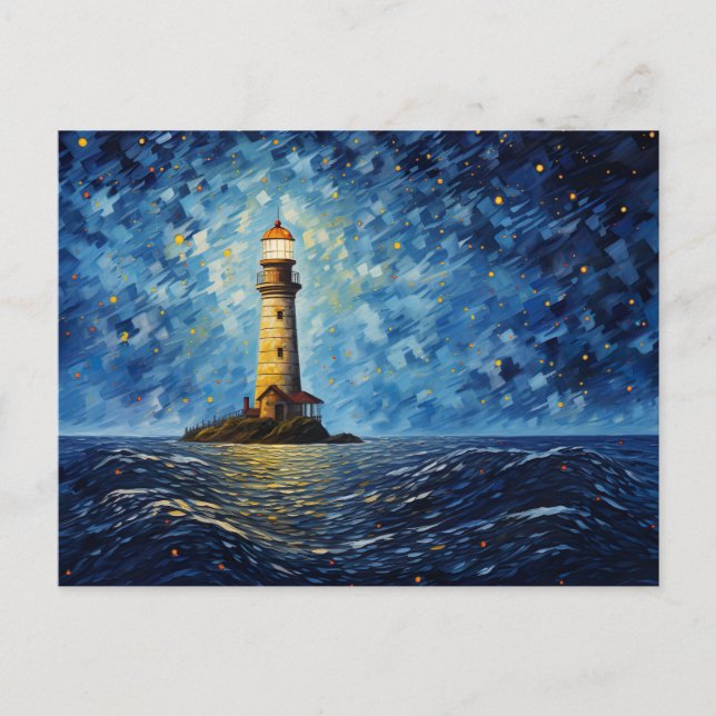 colorful lighthouse maritime landscape postcard (Front)