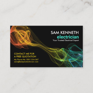 Colorful Lightning Wave Electrical Contractor Business Card