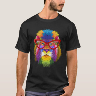 Colorful Lion Animal with glasses wildlife T-Shirt