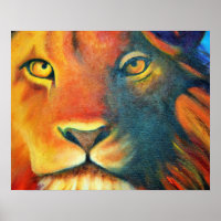 Colorful Lion Head Portrait Oil Painting