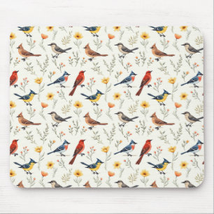 Colorful Little Birds Mouse Pad