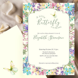 Colorful Little Butterfly Floral Baby Shower  Invitation