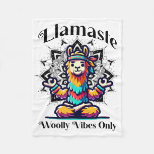 Colorful Llama Meditating For Yoga Lovers Fleece Blanket
