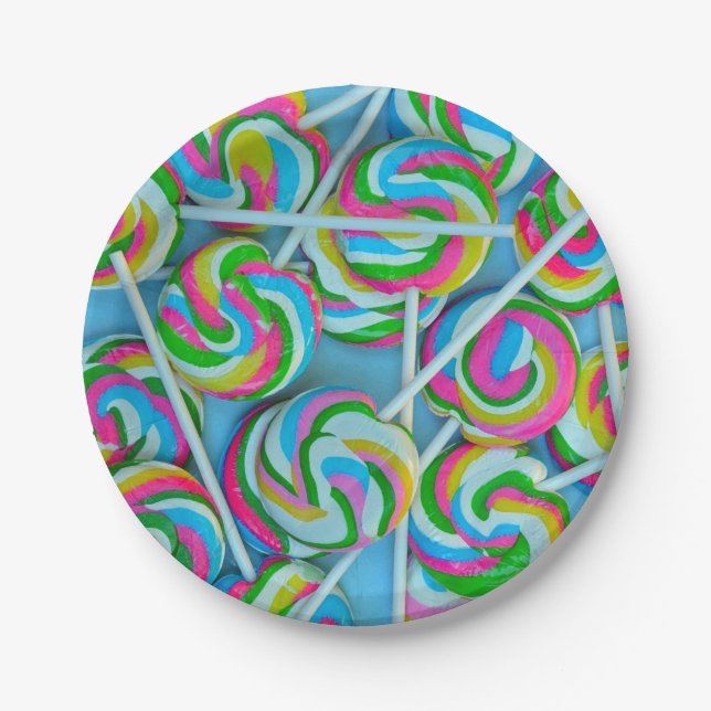 Colorful lollipops pattern paper plate (Front)