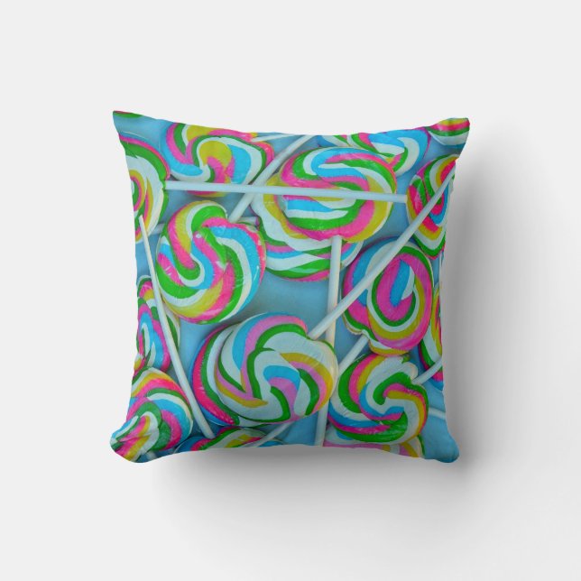 Colorful lollipops pattern throw pillow (Front)