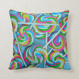 Colorful lollipops pattern throw pillow