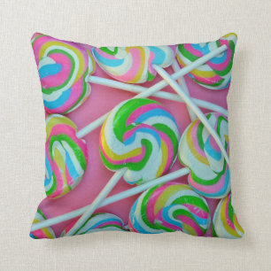 Colorful lollipops pattern throw pillow