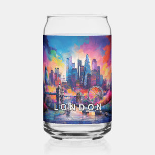 Colorful London Skyline Can Glass