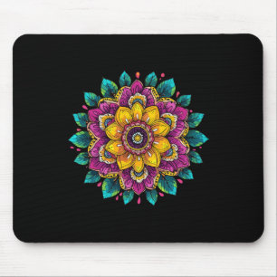 Colorful Lotus Mandala Spiritual Floral Harmony Mouse Pad