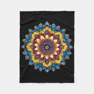 Colorful Lotus Mandala Yoga Meditation Boho  Fleece Blanket