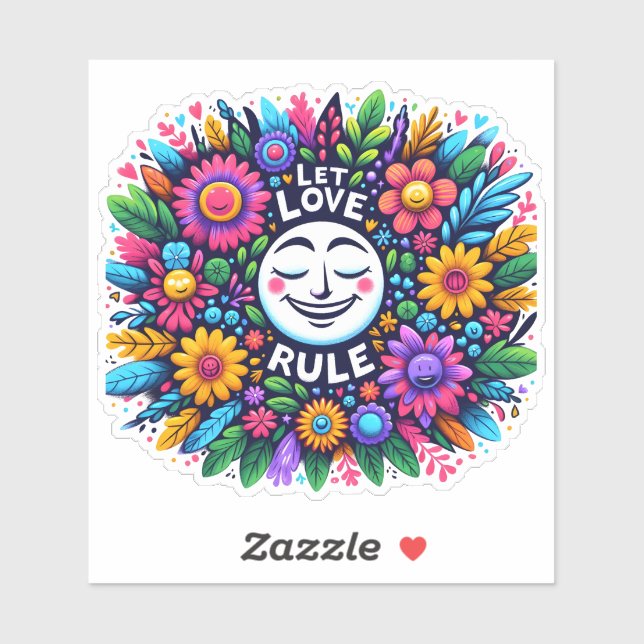 Colorful Love Rules Floral Stickers (Feuille)