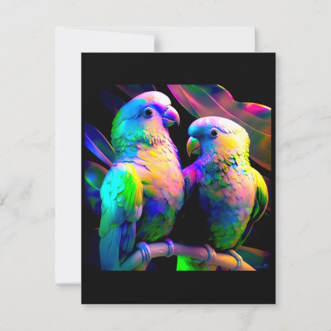COLORFUL LOVEBIRD, CUTE LOVEBIRD,   CARD (Front)