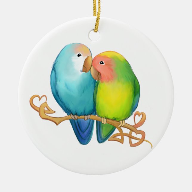 Colorful Lovebirds Ornament (Front)