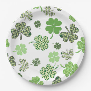 Colorful Lucky clovers Paper Plate