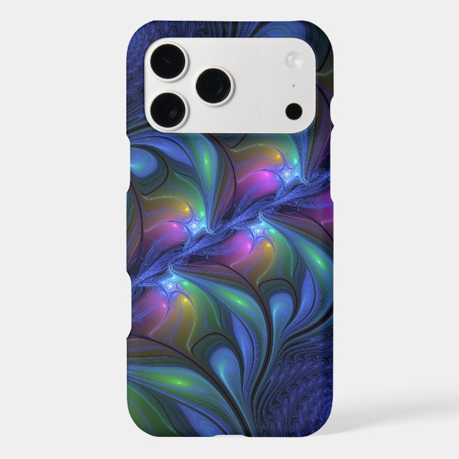 Colorful Luminous Abstract Blue Pink Green Fractal (Back)