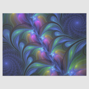 Colorful Luminous Abstract Blue Pink Green Fractal Tissue Paper