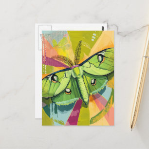 Colorful Luna Moth Painting Postcard