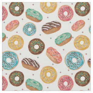 Colorful Luscious Donut Print Fabric