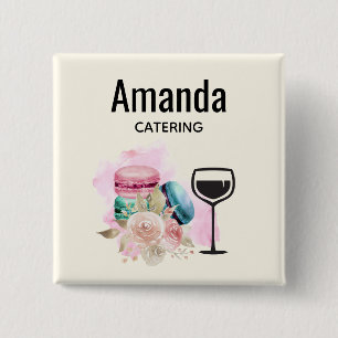Colorful Macarons and Wine Watercolor Button