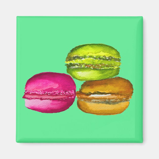 Colorful Macarons watercolor art funky Magnet (Front)