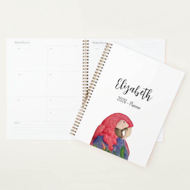 Colorful Macaw Tropical Parrot Illustration Planner (Display)