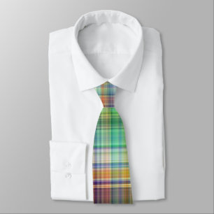 Colorful Madras Plaid Stripe Pattern Tie