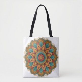 Colorful Mandala Floral Boho Tote Bag