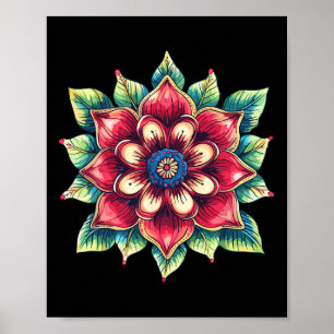 Colorful Mandala Flower Boho Yoga Lotus Symbol  Poster