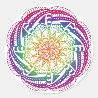 Colorful Mandala Stickers. Classic Round Sticker