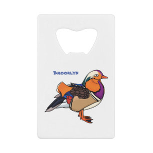 Colorful mandarin duck illustration  credit card bottle opener