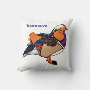 Colorful mandarin duck illustration throw pillow
