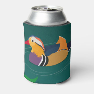 Colorful Mandarin Duck Modern Digital Art Can Cooler